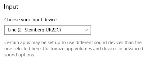 Windows 10 select sound input