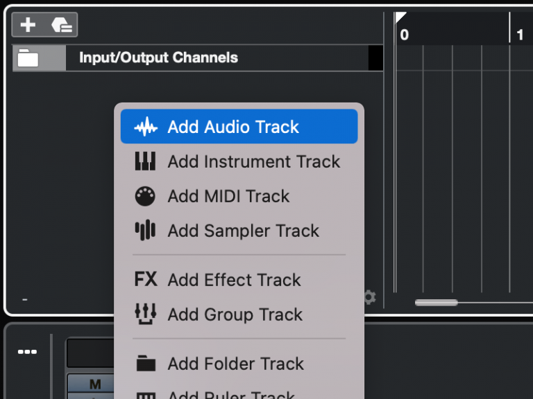Cubase - Add audio track