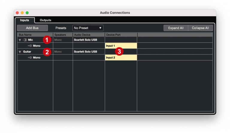 Cubase Audio connections new bus