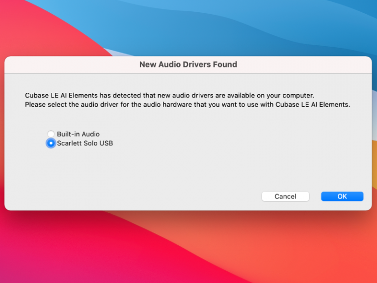 Cubase - New audio driver found