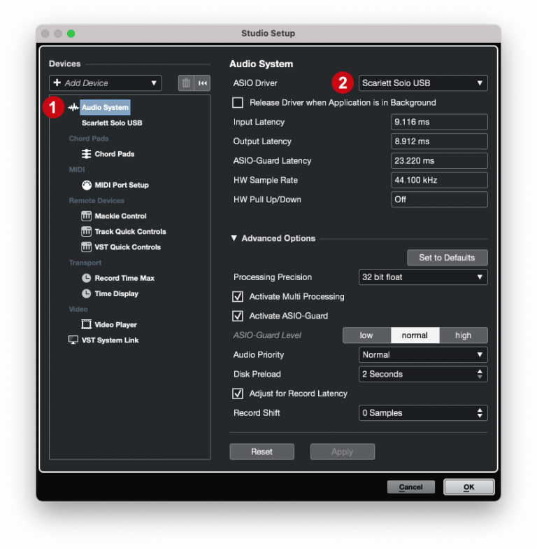 Cubase - Studio Setup